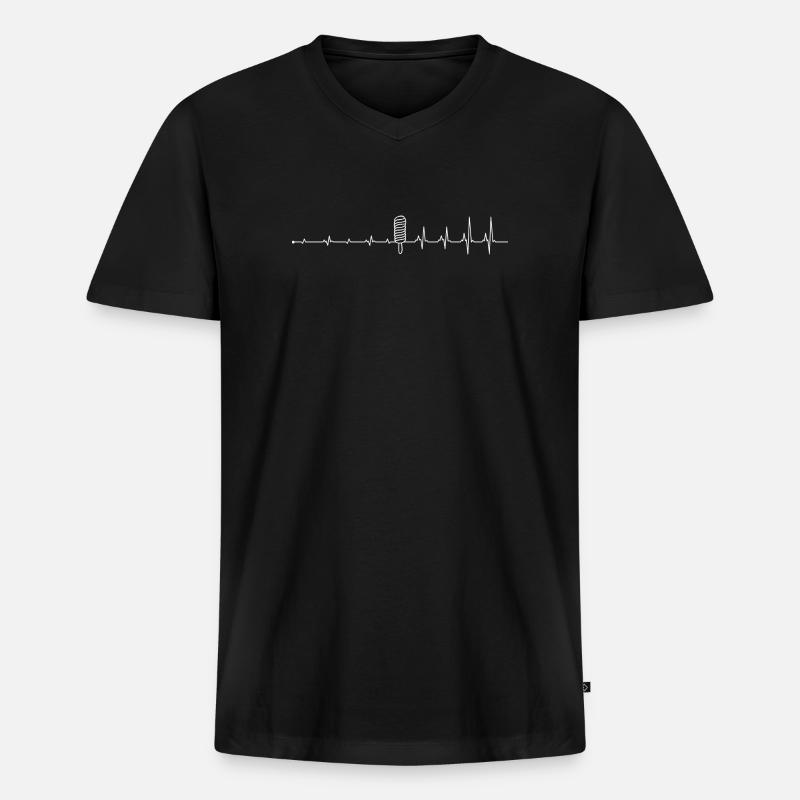 Heartbeat Lustiges Eis - Männer Premium Bio T-Shirt mit V-Ausschnitt - Schwarz