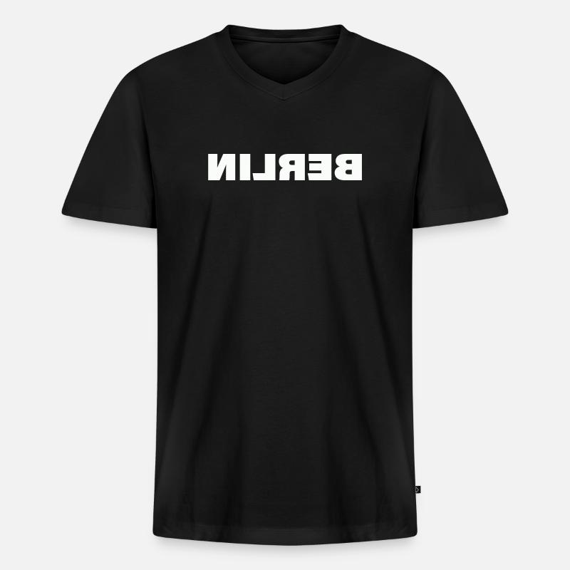 BERLIN - Männer Premium Bio T-Shirt mit V-Ausschnitt - Schwarz