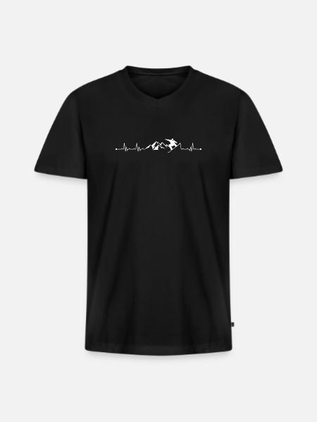 Snowboard Heartbeat - Men's Premium Organic T-shirt with V-neck - black