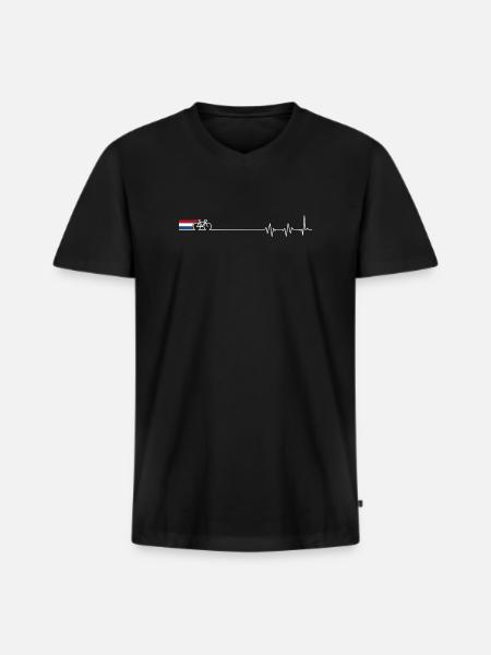 Dutch Bicycle Heartbeat - Men's Premium Organic T-shirt with V-neck - black