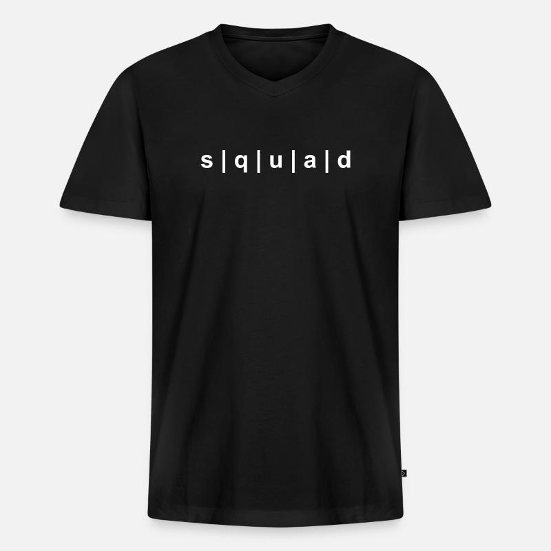 SQUAD weiss - Männer Premium Bio T-Shirt mit V-Ausschnitt - Schwarz