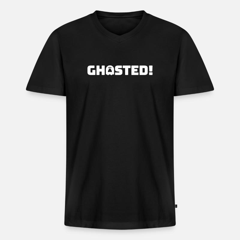 Ghosted2_White - Männer Premium Bio T-Shirt mit V-Ausschnitt - Schwarz