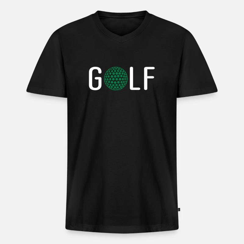 Golf - Männer Premium Bio T-Shirt mit V-Ausschnitt - Schwarz