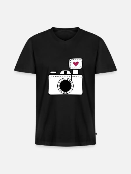 Camera love - Men's Premium Organic T-shirt with V-neck - black