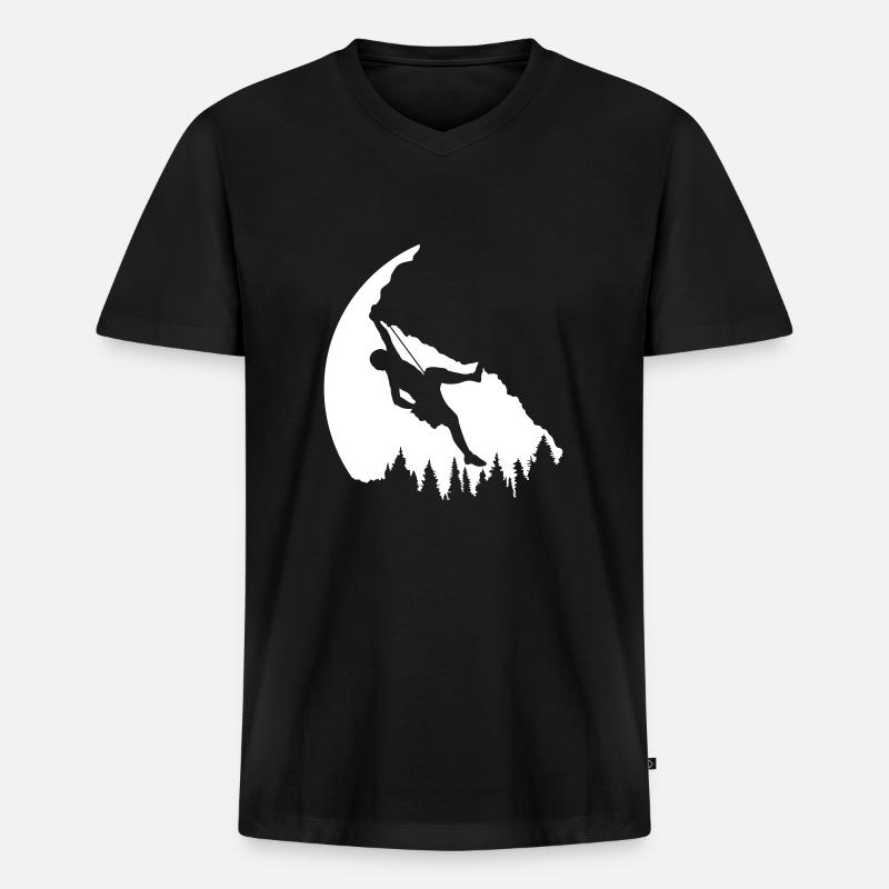 Tannen Hobby Klettern Silhouette - Männer Premium Bio T-Shirt mit V-Ausschnitt - Schwarz