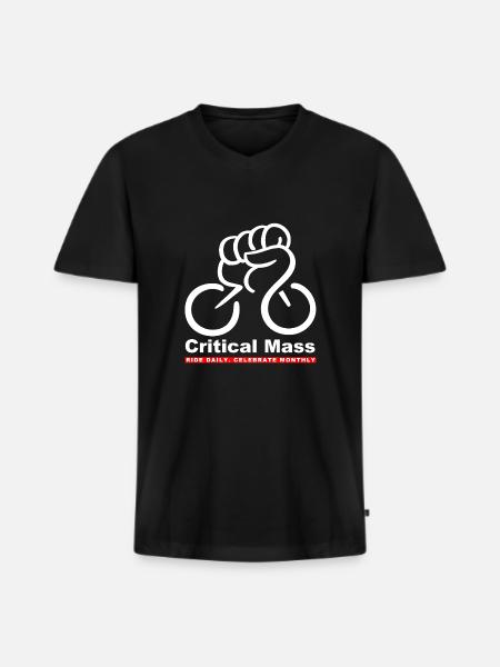 Critical Mass - Celebrate Monthly White - Männer Premium Bio T-Shirt mit V-Ausschnitt - Schwarz