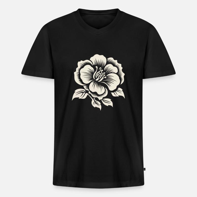 Ätherische Blüte - Männer Premium Bio T-Shirt mit V-Ausschnitt - Schwarz