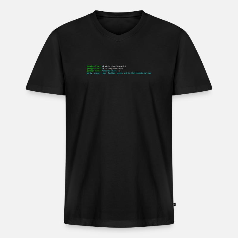 Linux-Terminal - Männer Premium Bio T-Shirt mit V-Ausschnitt - Schwarz