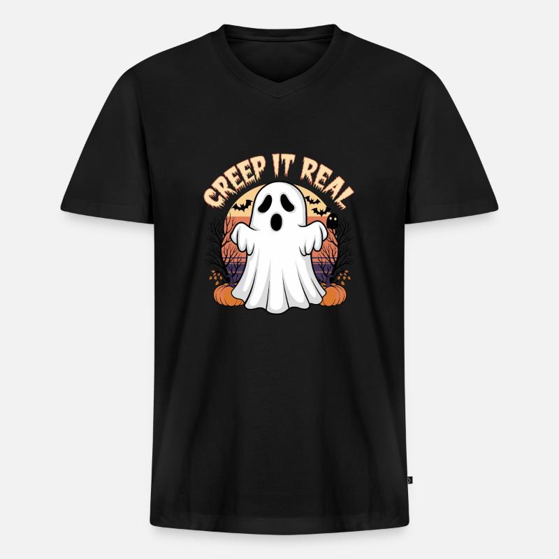 Grusel es echt - Männer Premium Bio T-Shirt mit V-Ausschnitt - Schwarz