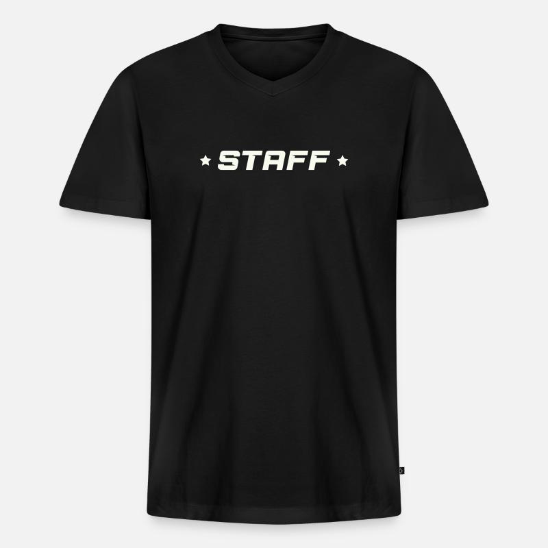 Staff - Männer Premium Bio T-Shirt mit V-Ausschnitt - Schwarz