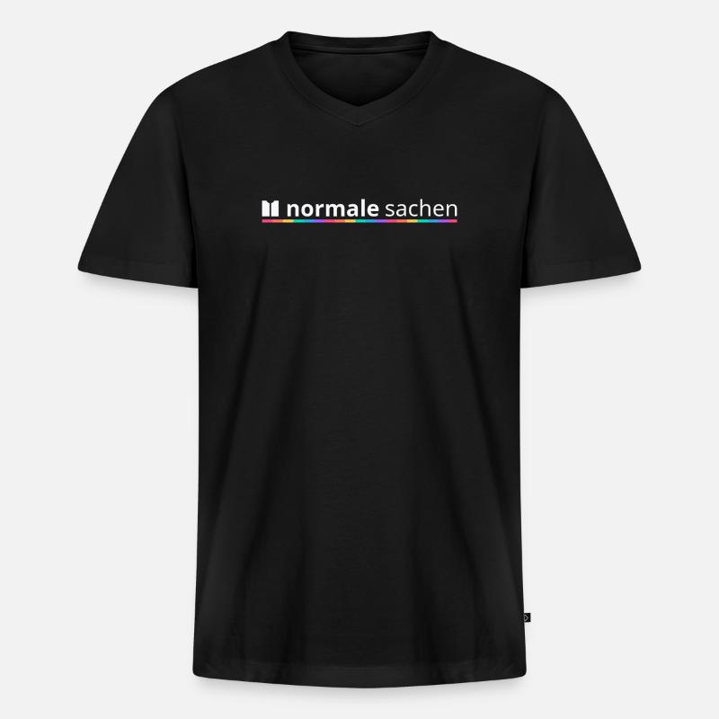 Normal Sachen Logo Regenbogen - Männer Premium Bio T-Shirt mit V-Ausschnitt - Schwarz
