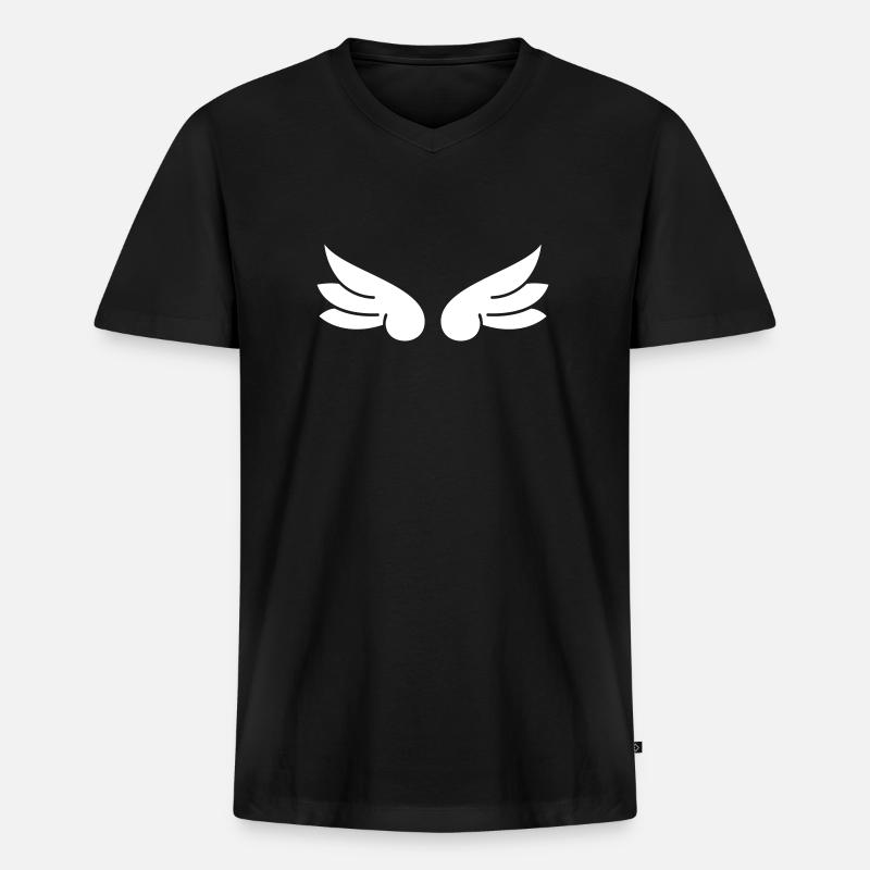 Flügel - Männer Premium Bio T-Shirt mit V-Ausschnitt - Schwarz