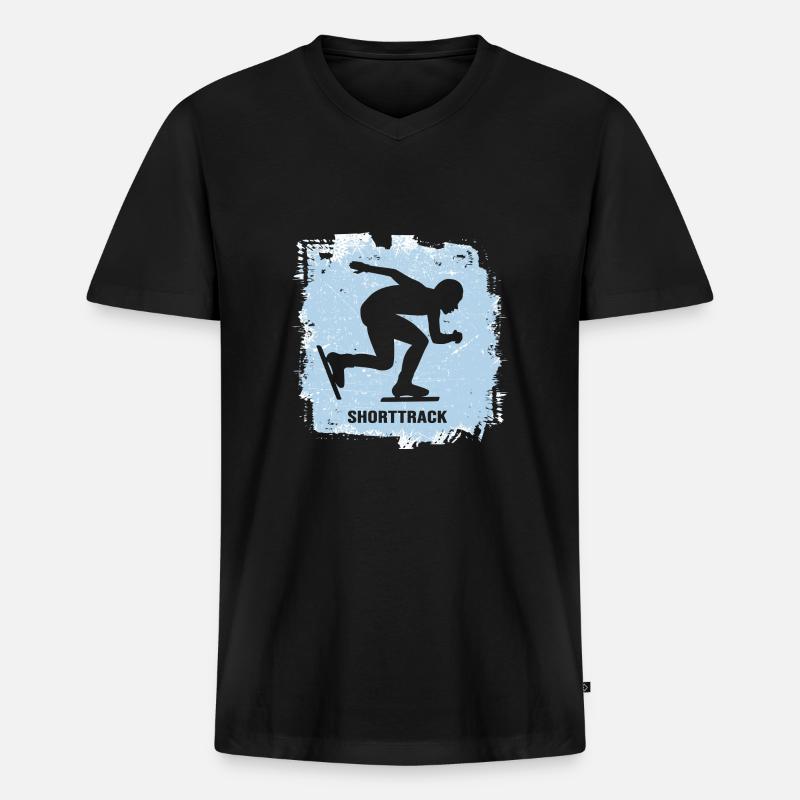 shorttrack eisschnelllauf - Männer Premium Bio T-Shirt mit V-Ausschnitt - Schwarz