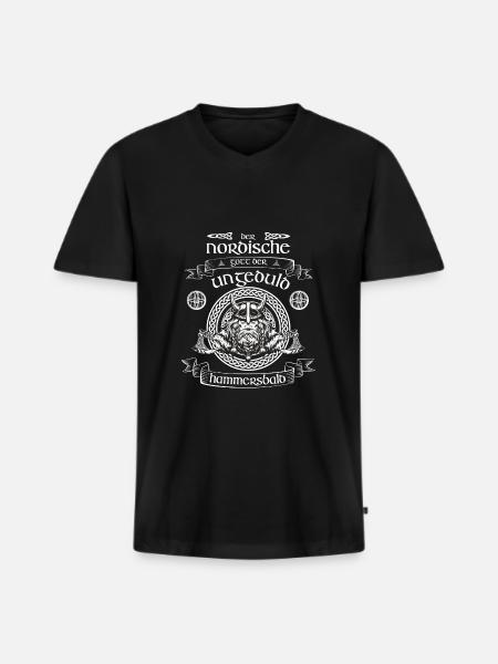 Hammersbald, Gott der Ungeduld - Männer Premium Bio T-Shirt mit V-Ausschnitt - Schwarz