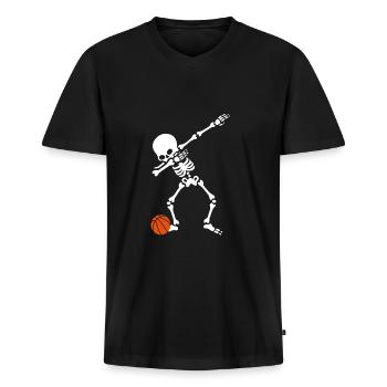 Dabbender Skelett Basketball Spieler - Männer Premium Bio T-Shirt mit V-Ausschnitt - Schwarz - Vorne - Nico (187cm)