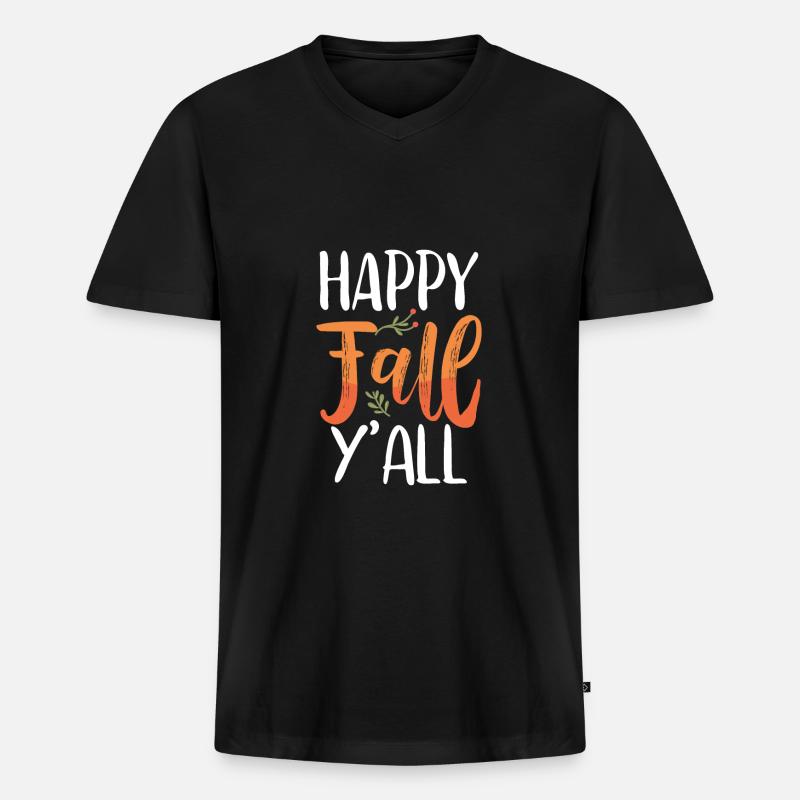 Frohen Herbst Euch Allen - Männer Premium Bio T-Shirt mit V-Ausschnitt - Schwarz