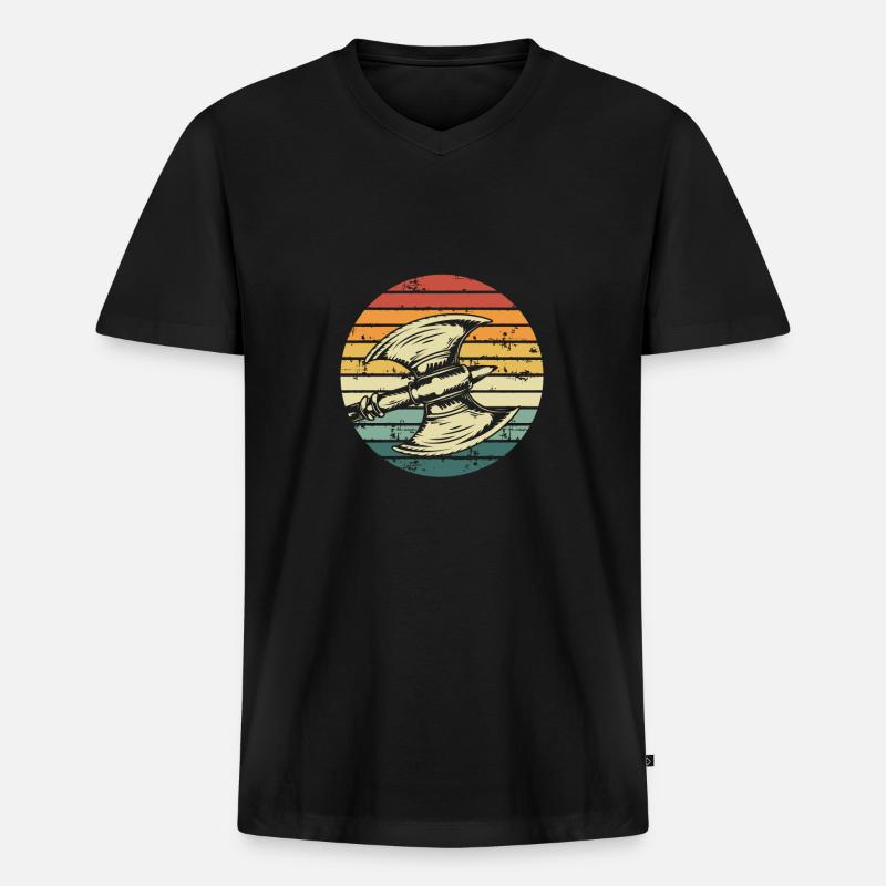 Retro sonne Der Wikingeraxt - Männer Premium Bio T-Shirt mit V-Ausschnitt - Schwarz