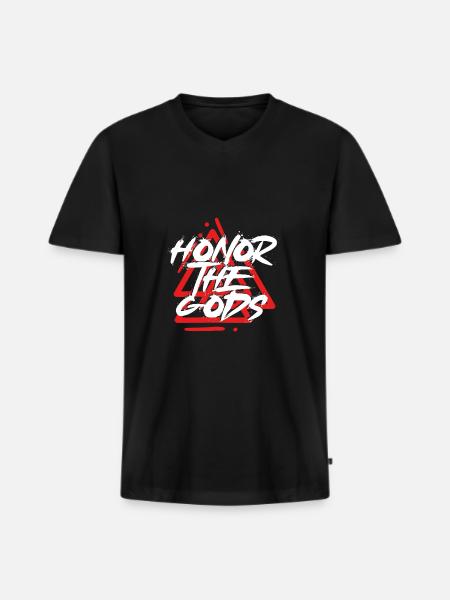 Ehre Die Wikingergötter - Männer Premium Bio T-Shirt mit V-Ausschnitt - Schwarz