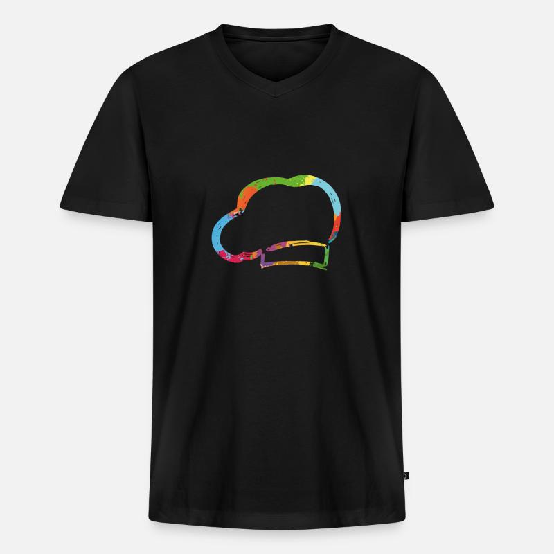 Bunte Bäckermütze - Männer Premium Bio T-Shirt mit V-Ausschnitt - Schwarz