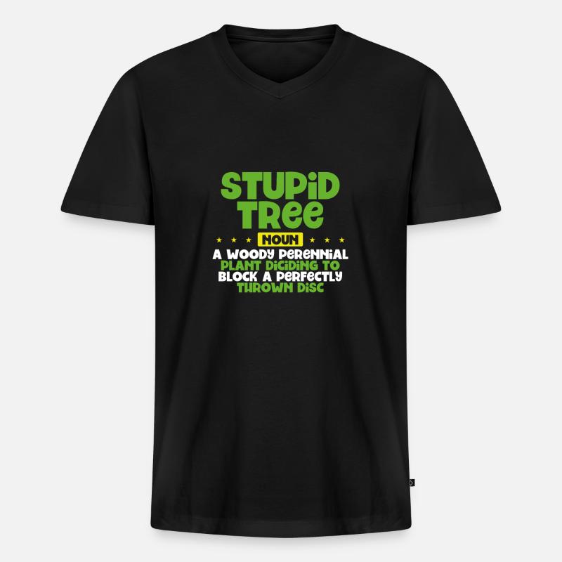 Dummer Baum Substantiv Discgolf - Männer Premium Bio T-Shirt mit V-Ausschnitt - Schwarz