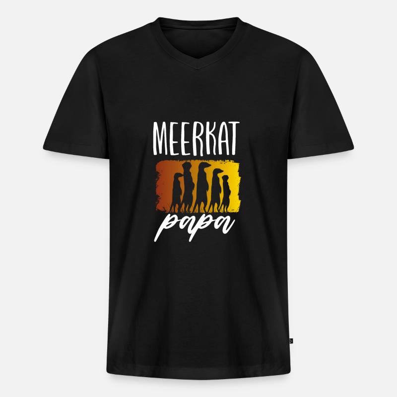 Erdmännchen Papa - Männer Premium Bio T-Shirt mit V-Ausschnitt - Schwarz