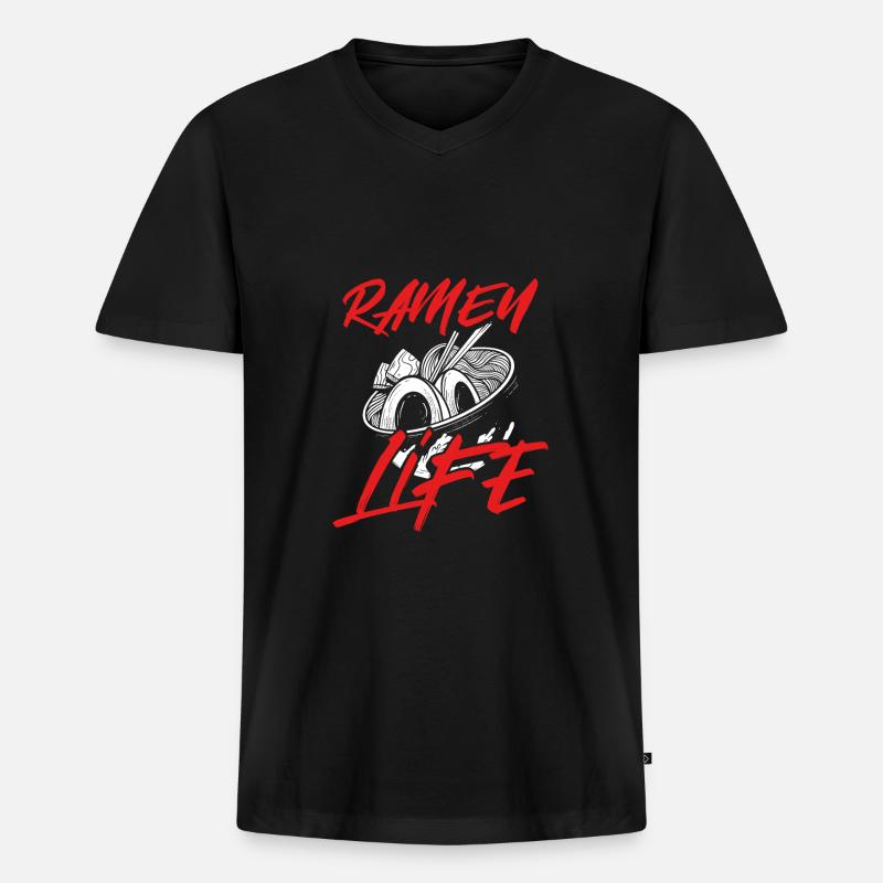 Weiße Ramen Leben - Männer Premium Bio T-Shirt mit V-Ausschnitt - Schwarz