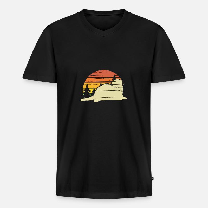 Frettchen im Wald - Männer Premium Bio T-Shirt mit V-Ausschnitt - Schwarz