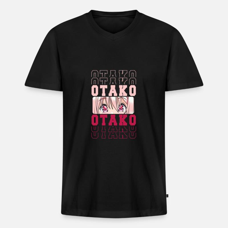 Otako Mädchen - Männer Premium Bio T-Shirt mit V-Ausschnitt - Schwarz