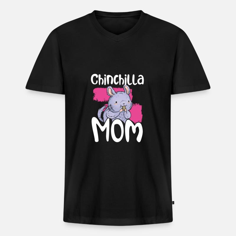Chinchilla Mutter - Männer Premium Bio T-Shirt mit V-Ausschnitt - Schwarz