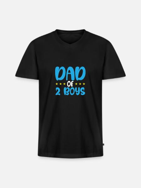 Father of two boys - Men's Premium Organic T-shirt with V-neck - black