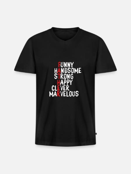 Name Des Vaters - Männer Premium Bio T-Shirt mit V-Ausschnitt - Schwarz