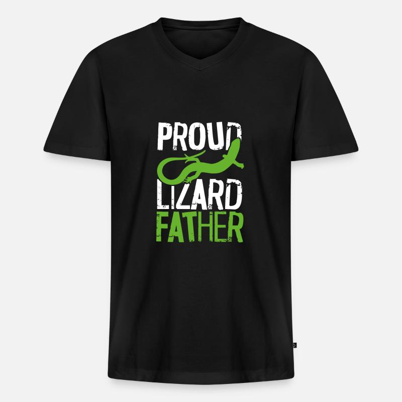 Stolzer Echsenvater - Männer Premium Bio T-Shirt mit V-Ausschnitt - Schwarz