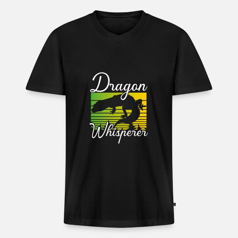 Drachenflüsterer - Männer Premium Bio T-Shirt mit V-Ausschnitt - Schwarz