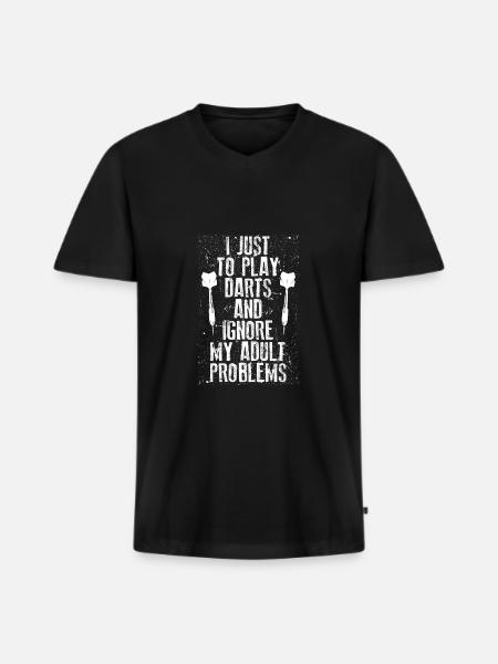 I only play darts - Men's Premium Organic T-shirt with V-neck - black
