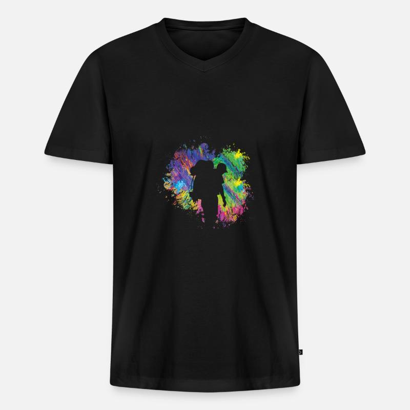 Wandern Im Sommer - Männer Premium Bio T-Shirt mit V-Ausschnitt - Schwarz