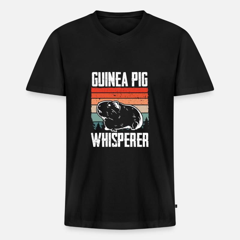 Meerschweinchenflüsterer Retro - Männer Premium Bio T-Shirt mit V-Ausschnitt - Schwarz