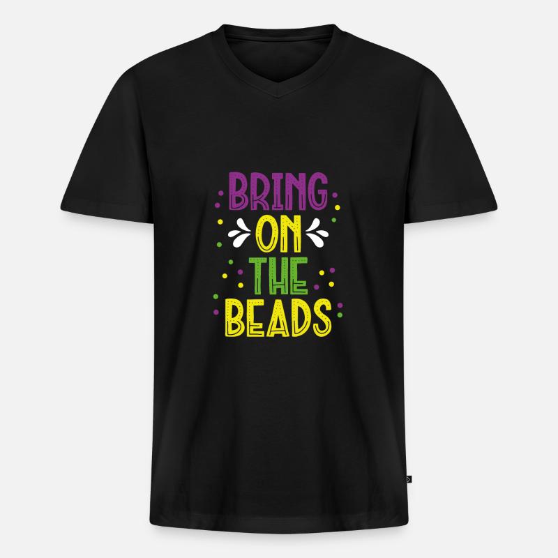 Her mit den Perlen - Männer Premium Bio T-Shirt mit V-Ausschnitt - Schwarz