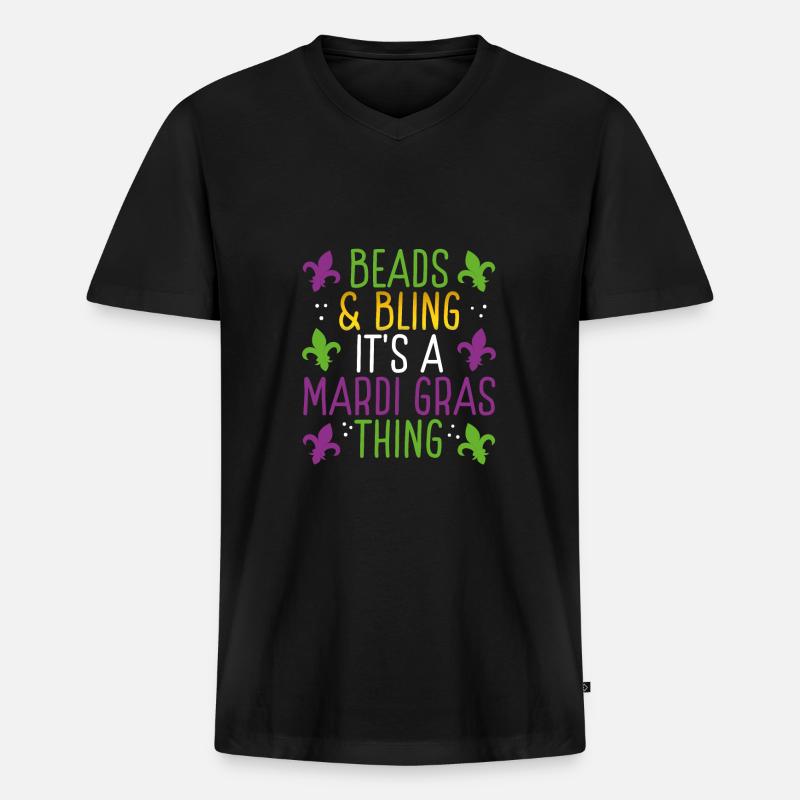Perlen Und Bling - Männer Premium Bio T-Shirt mit V-Ausschnitt - Schwarz