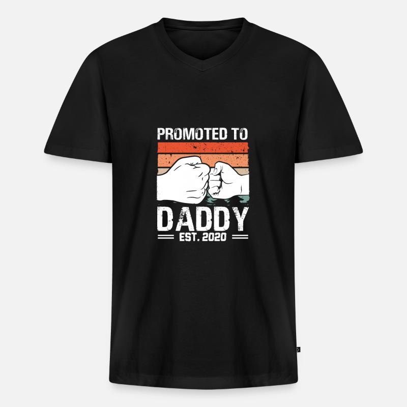 Befördert Zum Daddy 2020 Retro - Männer Premium Bio T-Shirt mit V-Ausschnitt - Schwarz