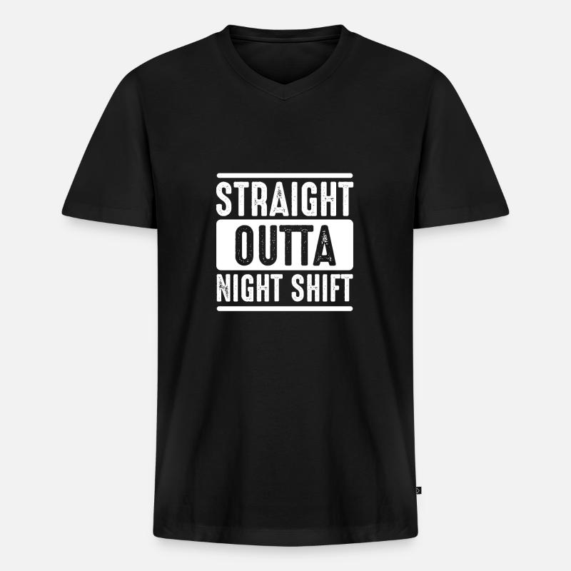 Direkt Aus Der Nachtschicht - Männer Premium Bio T-Shirt mit V-Ausschnitt - Schwarz