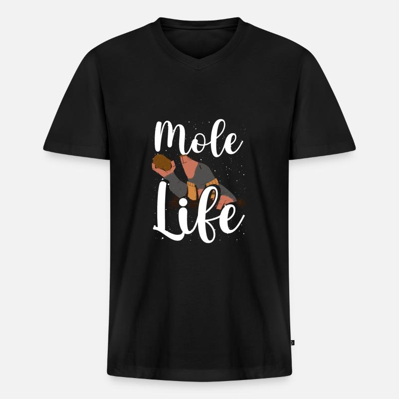 Maulwurfsleben - Männer Premium Bio T-Shirt mit V-Ausschnitt - Schwarz