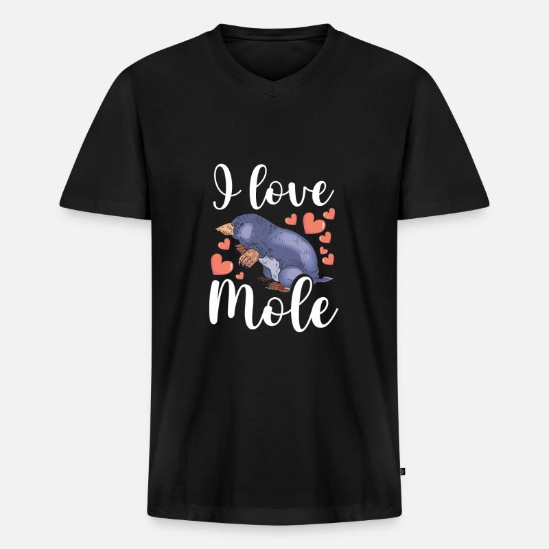 Ich Liebe Maulwurf - Männer Premium Bio T-Shirt mit V-Ausschnitt - Schwarz