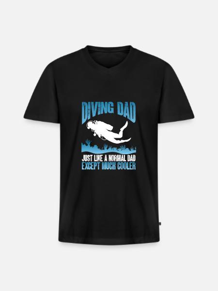 Diving father - Men's Premium Organic T-shirt with V-neck - black