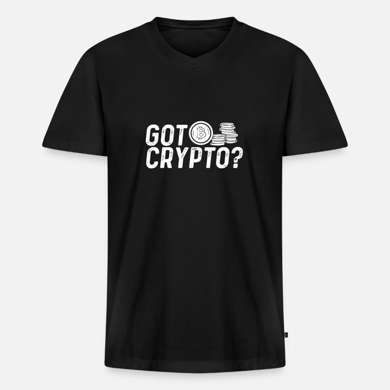 Habt ihr Bitcoin Oder Krypto - Männer Premium Bio T-Shirt mit V-Ausschnitt - Schwarz