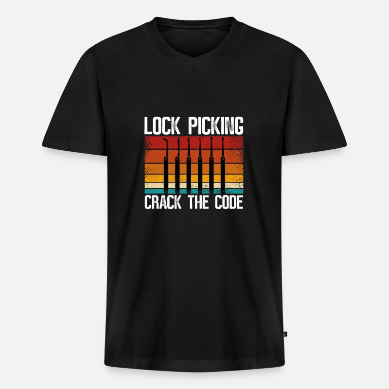 Lockpicking Knackt Den Code - Männer Premium Bio T-Shirt mit V-Ausschnitt - Schwarz