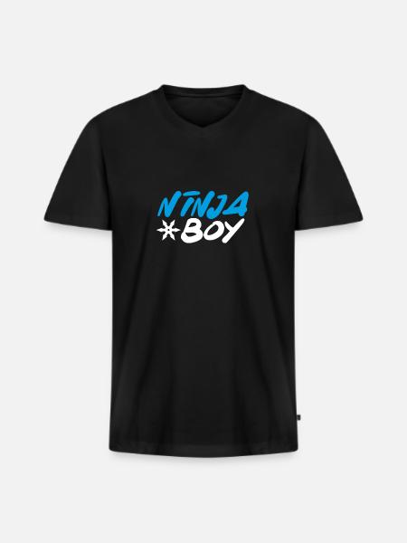 Blue ninja boy - Men's Premium Organic T-shirt with V-neck - black