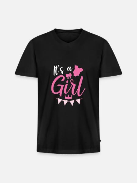 C’est une fille - T-shirt encolure en V Premium bio Homme - noir