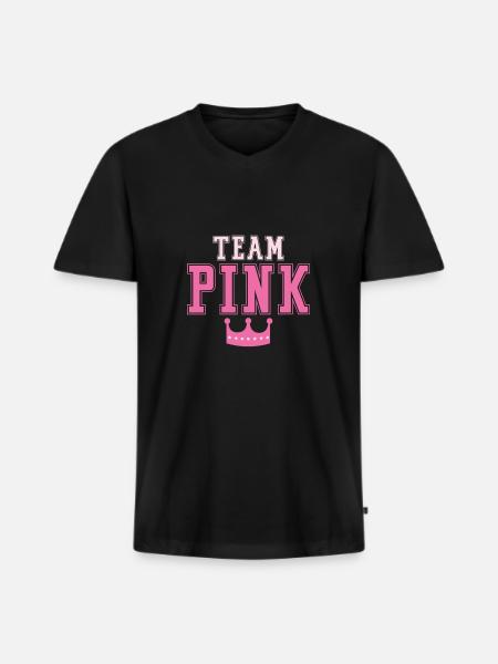 Team Pink Crown - Men's Premium Organic T-shirt with V-neck - black