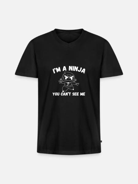 You can't see the ninja - Men's Premium Organic T-shirt with V-neck - black