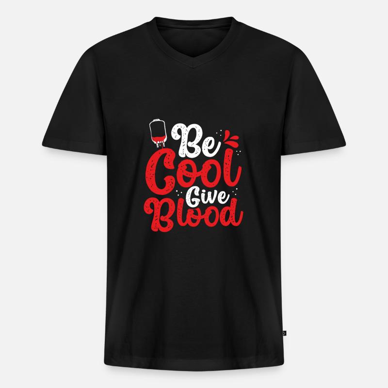 Cool Sein, Blut Spenden - Männer Premium Bio T-Shirt mit V-Ausschnitt - Schwarz